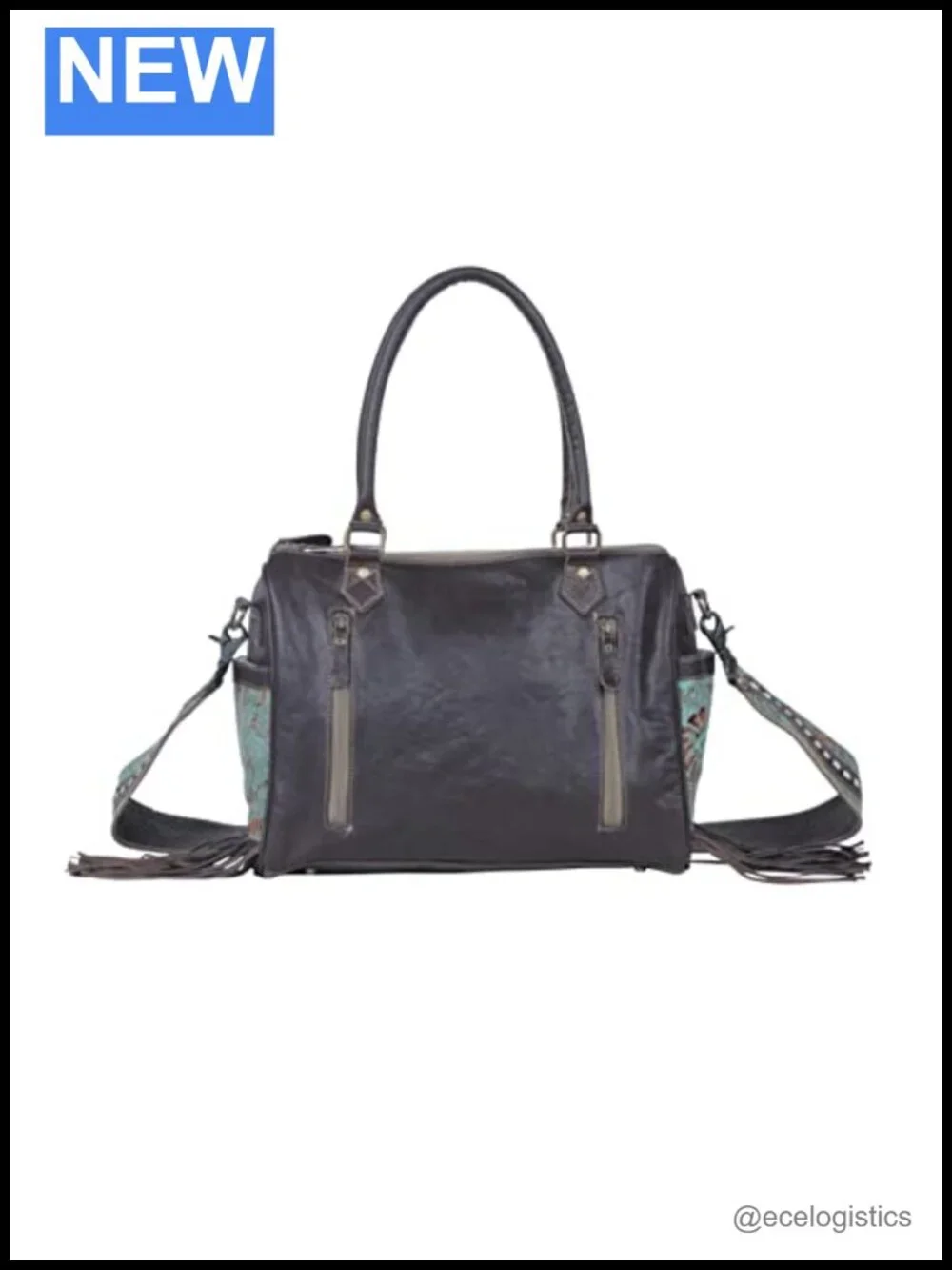 Myra Bag Flamenco Hobo Leather Shoulder Bag with Clasp Closure